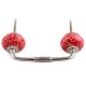 Red Leaf Floral Ceramic Bridge Handle
